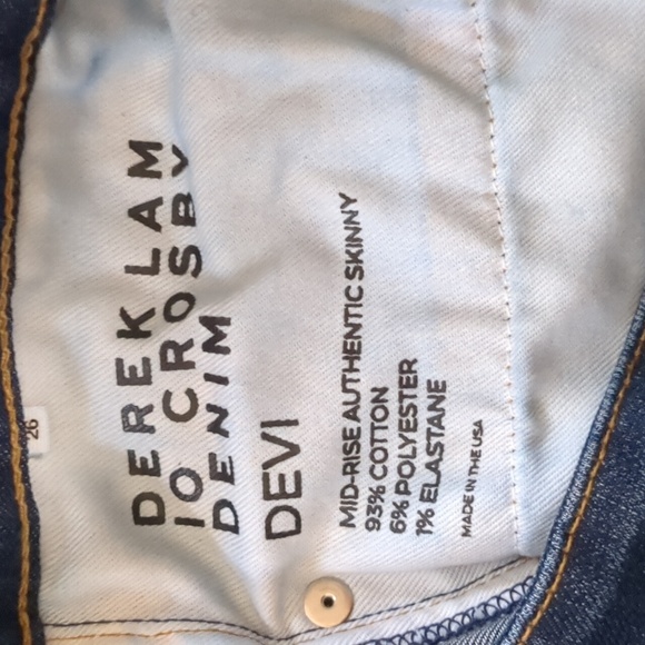 DEREK LAM*  Crosby 10 'Devi' mid rise authentic skinny jean medium wash 15" flat - Picture 7 of 11